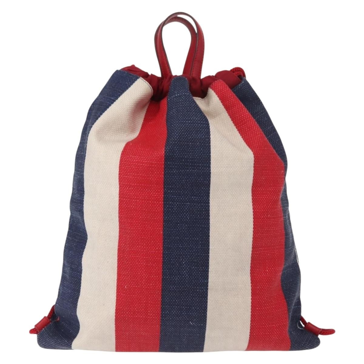 Gucci Logo Drawstring Backpack Blue Canvas Good condition - Back View