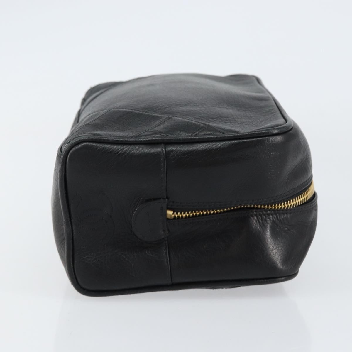 Chanel Vintage Toiletry Pouch Black Leather Good condition - Inside View