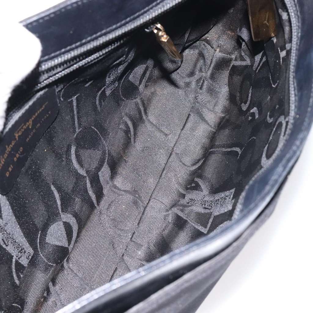 Salvatore Ferragamo Shoulder Bag Black Canvas Good condition - Box View