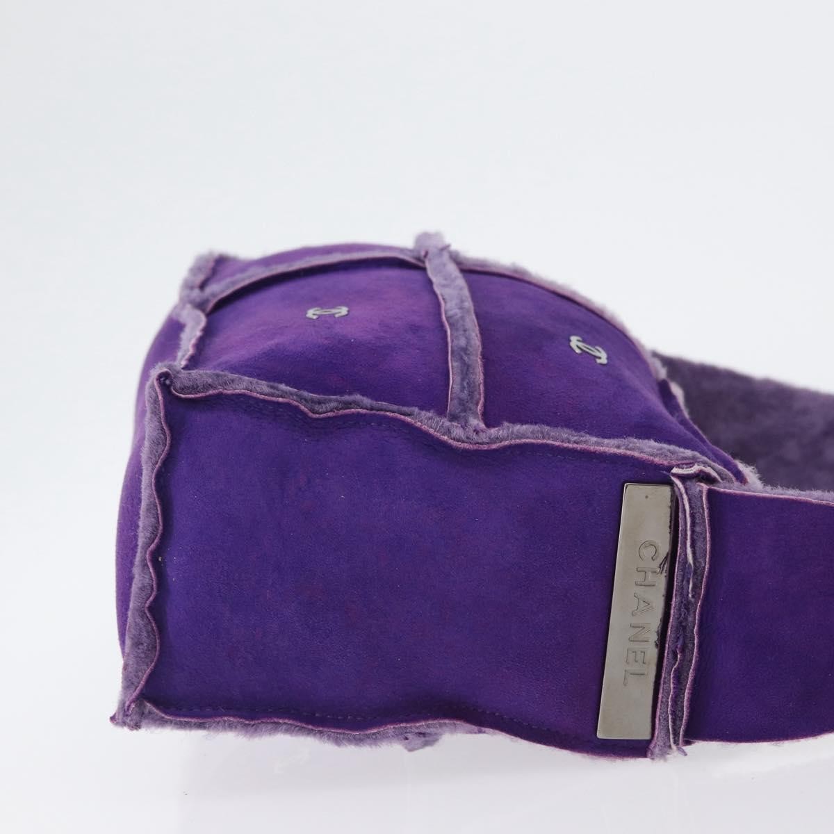 Chanel CC Logo Shoulder Bag Purple Suede Good condition - Inside View