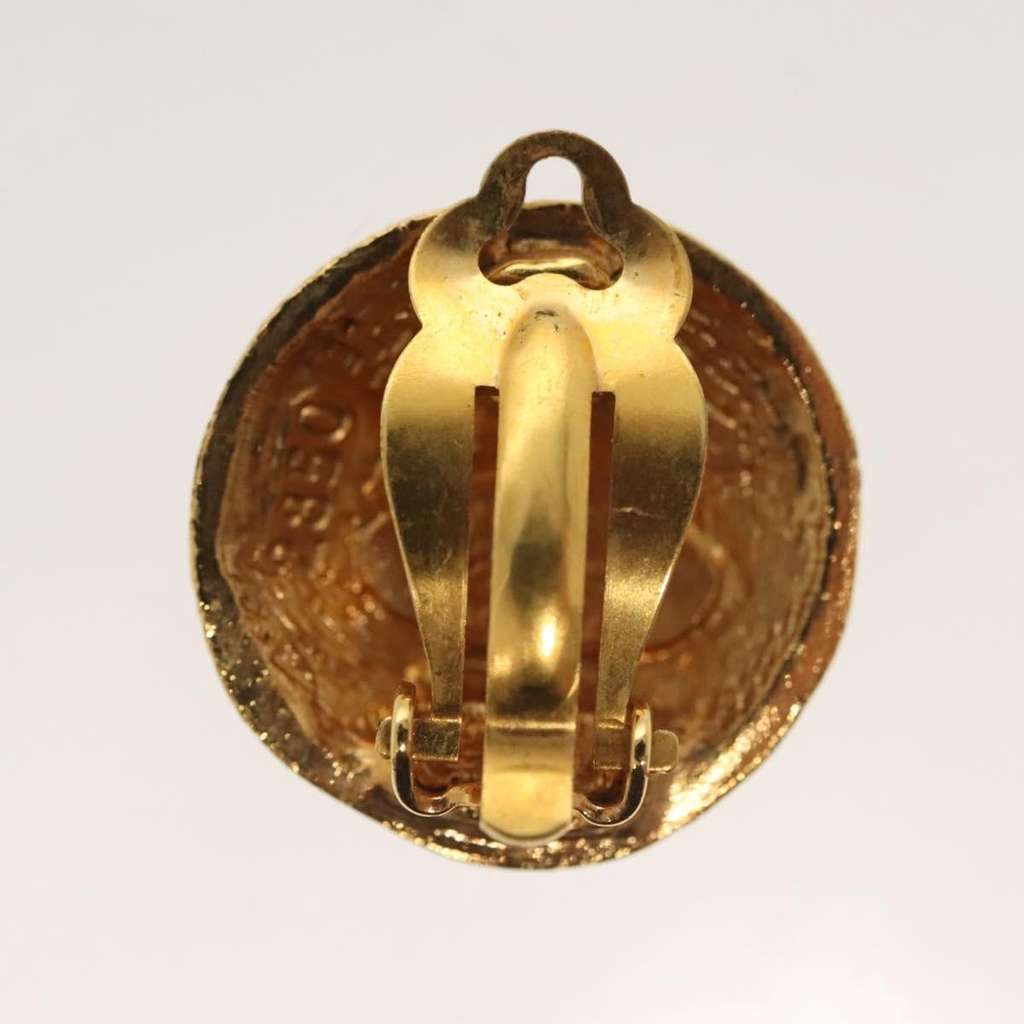 Chanel Vintage CC Round Clip-On Earrings Gold Metal Good condition - Inside View