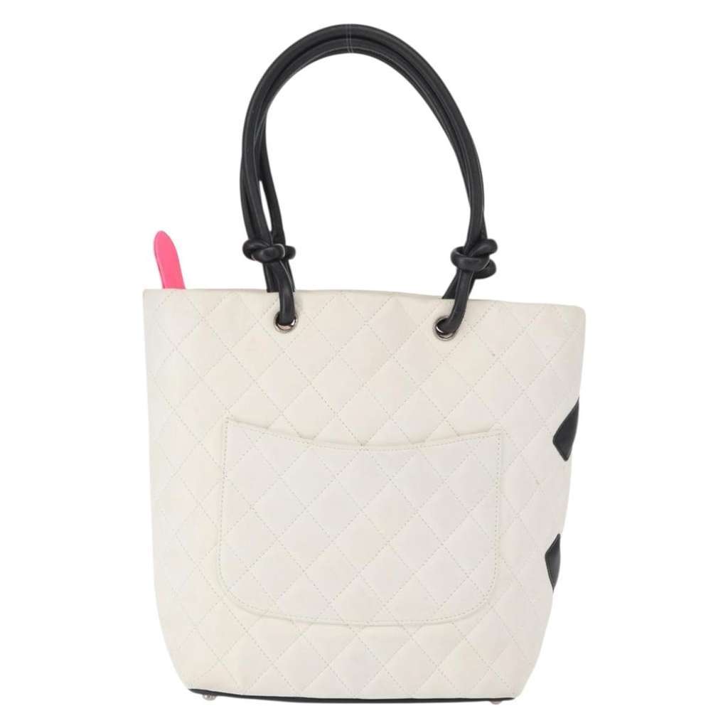 Chanel Cambon Tote White Leather Good condition - Back View