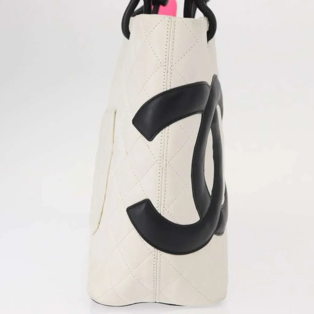 Chanel Cambon Tote White Leather Good - Inside View