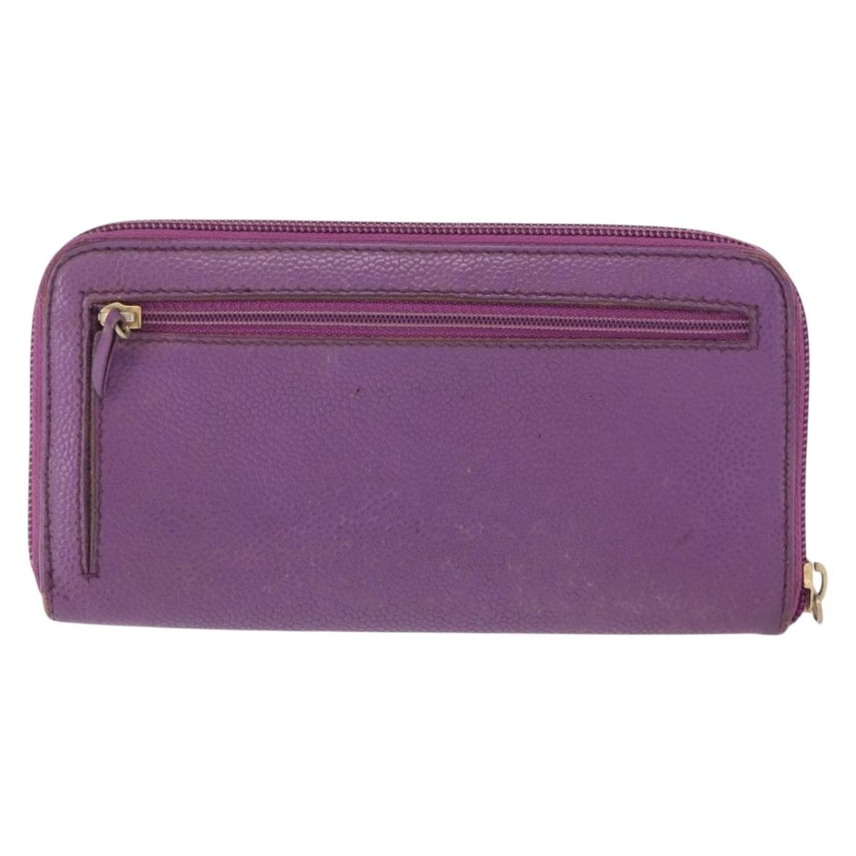 Chanel Timeless CC Zipped Wallet Purple Leather Good condition - Back View