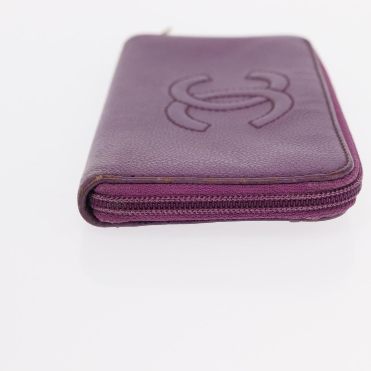 Chanel Timeless CC Zipped Wallet Purple Leather Good condition - Inside View