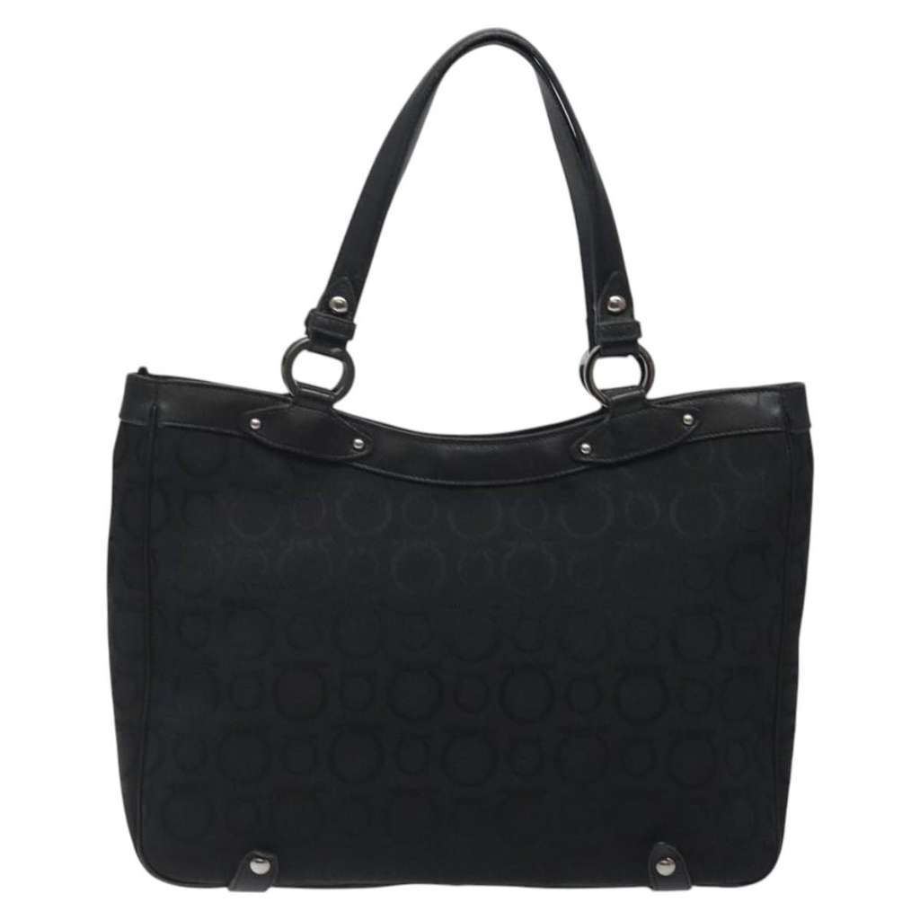 Salvatore Ferragamo Gancini Tote Black Canvas Good condition - Back View