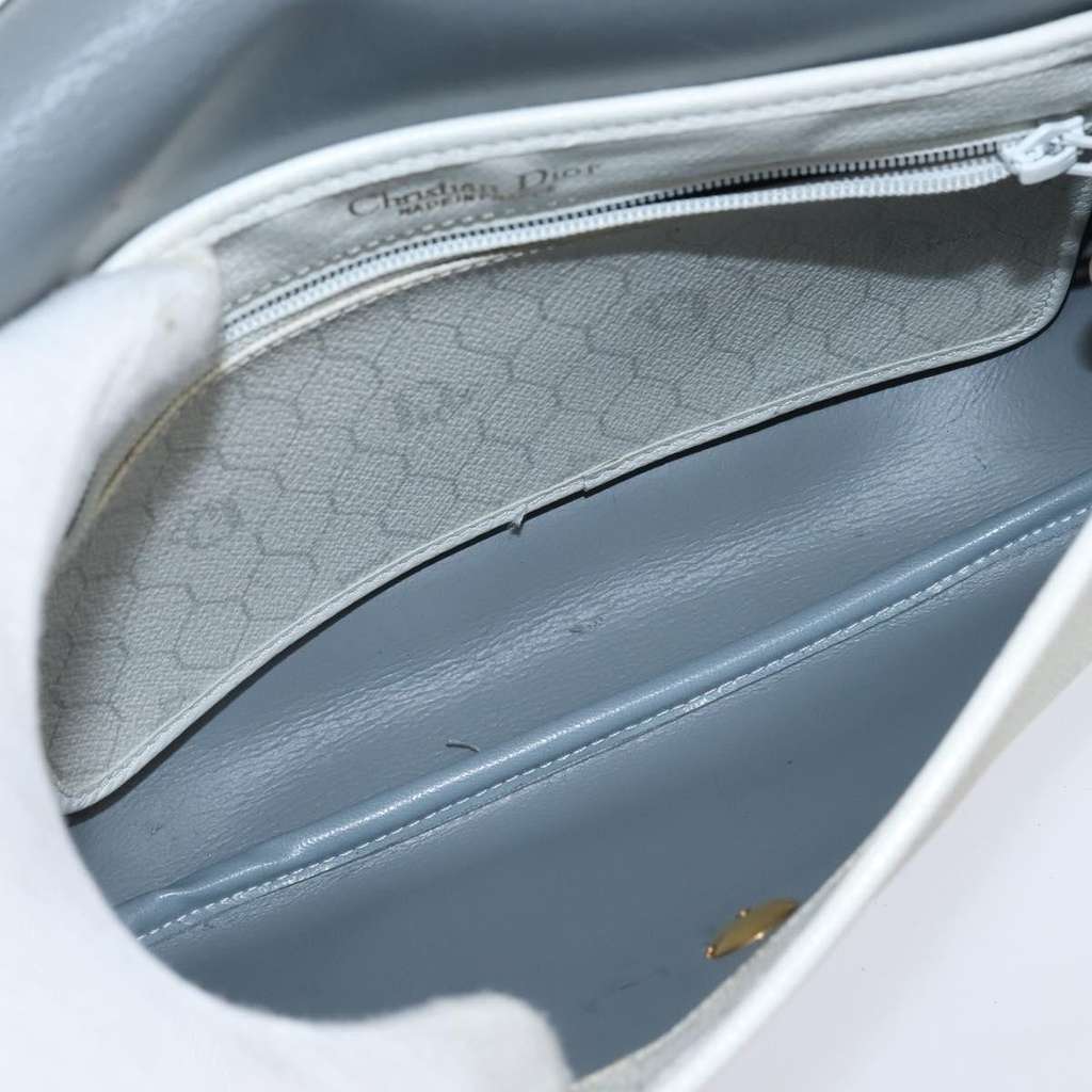 Christian Dior Vintage Honeycomb Flap Crossbody Bag White Canvas Good condition - Box View