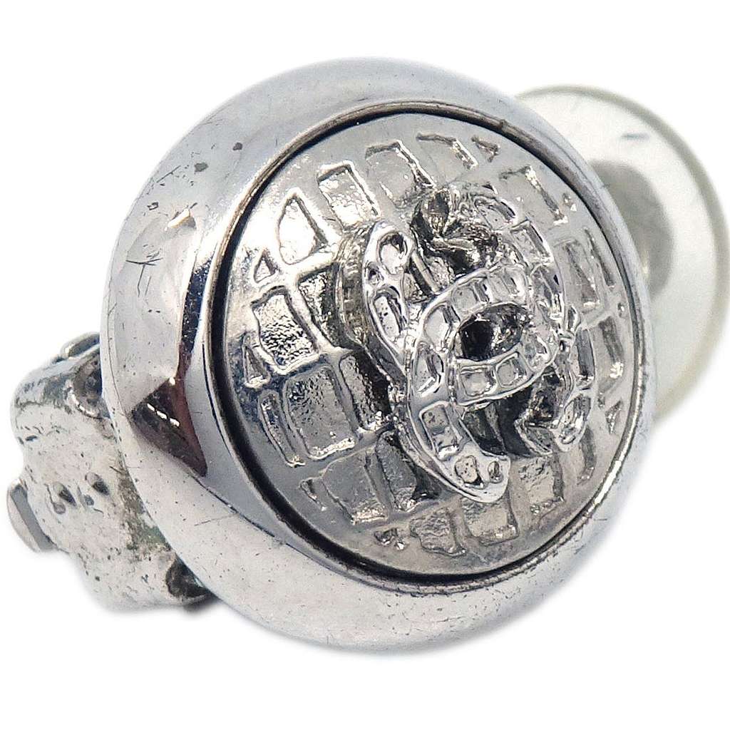 Chanel Vintage CC Round Clip-On Earrings Silver Good condition - Inside View