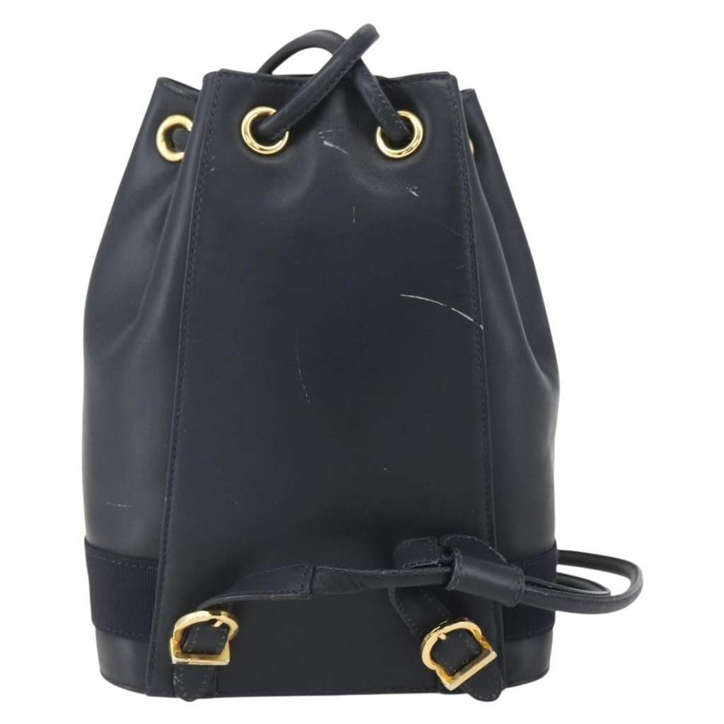 Salvatore Ferragamo Vala Backpack Navy Leather Good condition - Back View