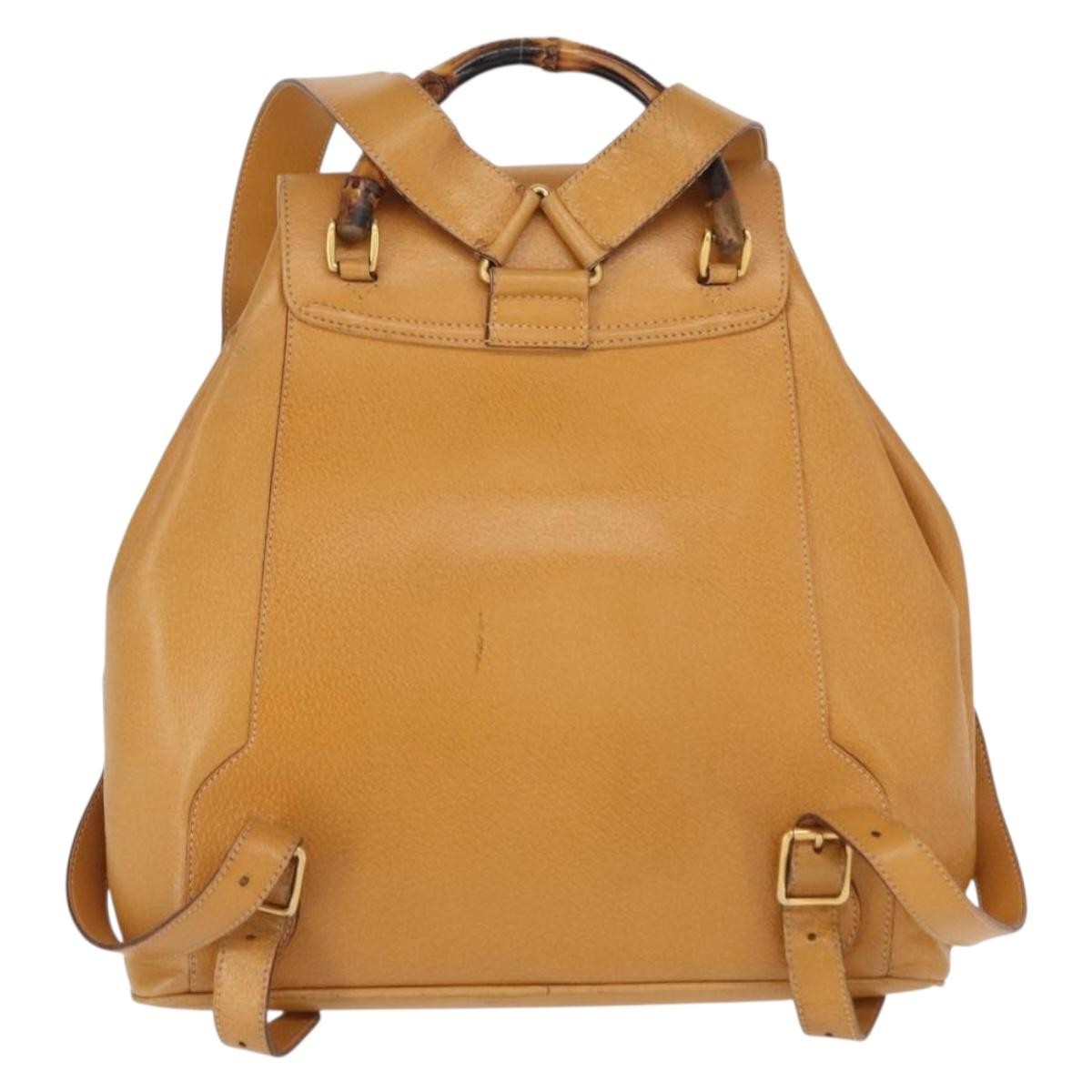 Gucci Vintage Bamboo Backpack Brown Leather Fair condition - Back View