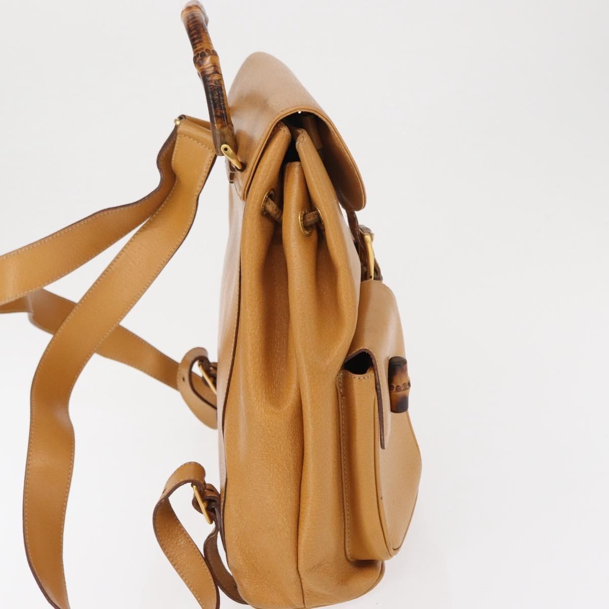 Gucci Vintage Bamboo Backpack Brown Leather Fair condition - Model View