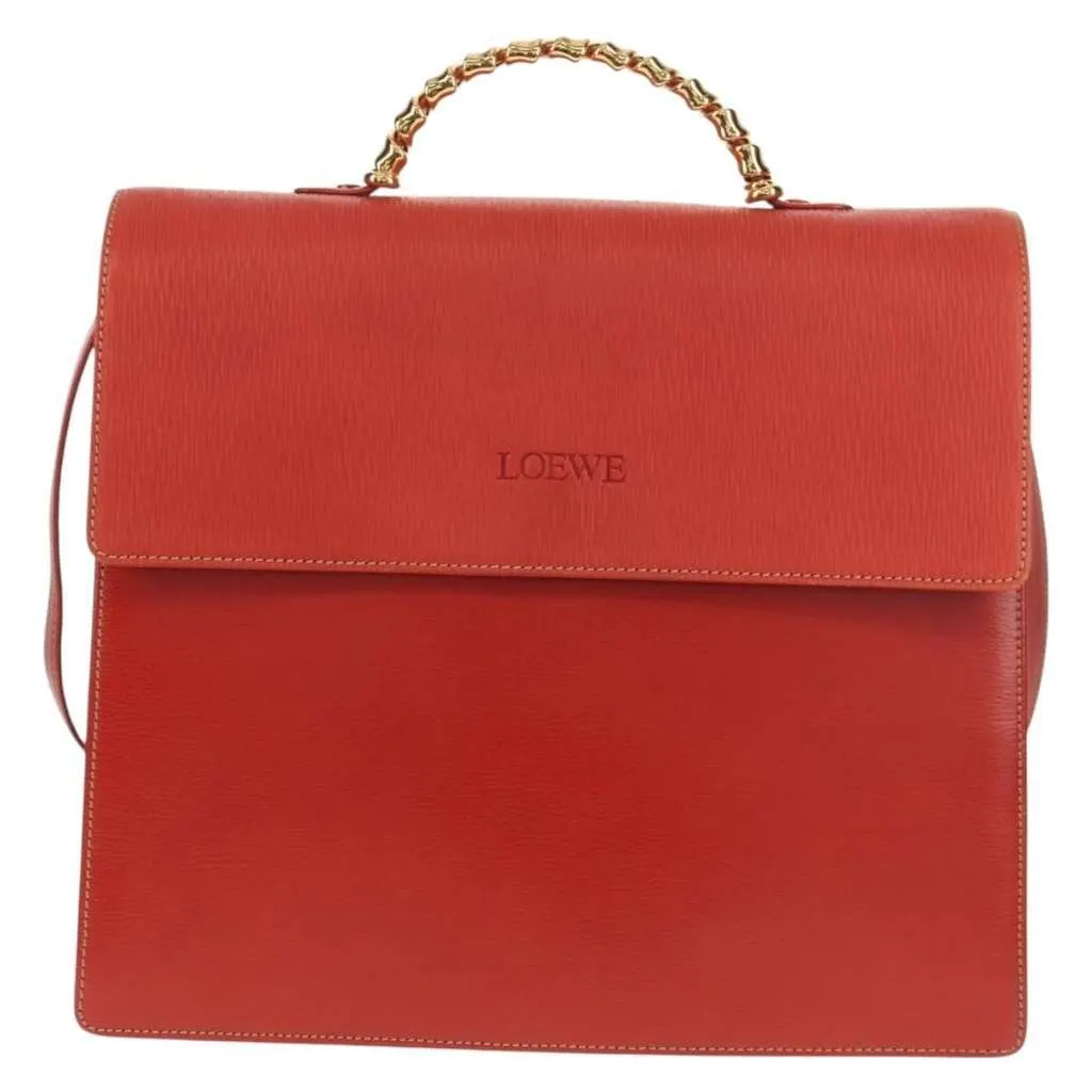 Loewe Vintage Velazquez Top Handle Bag Red Leather Good - Front View