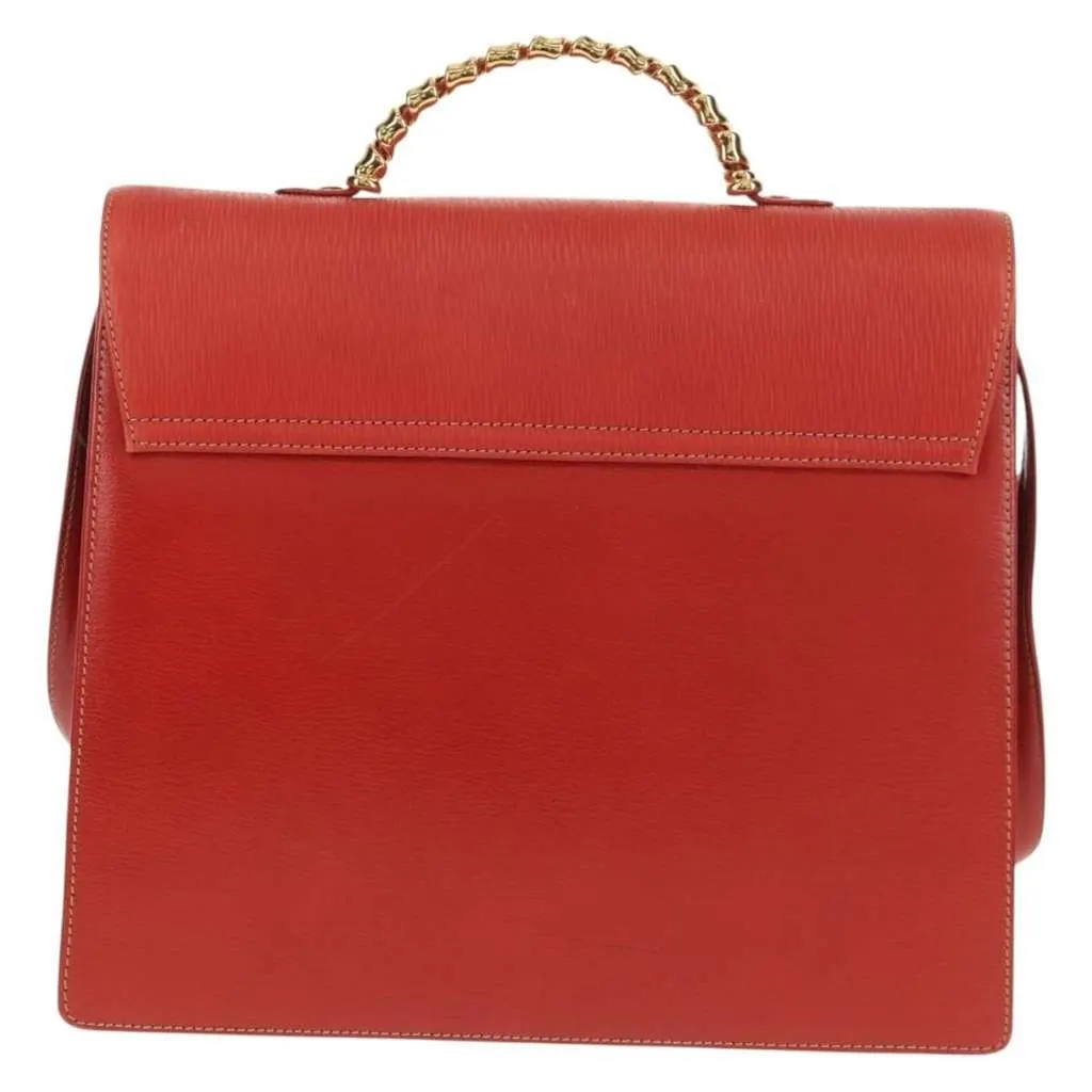 Loewe Vintage Velazquez Top Handle Bag Red Leather Good - Back View