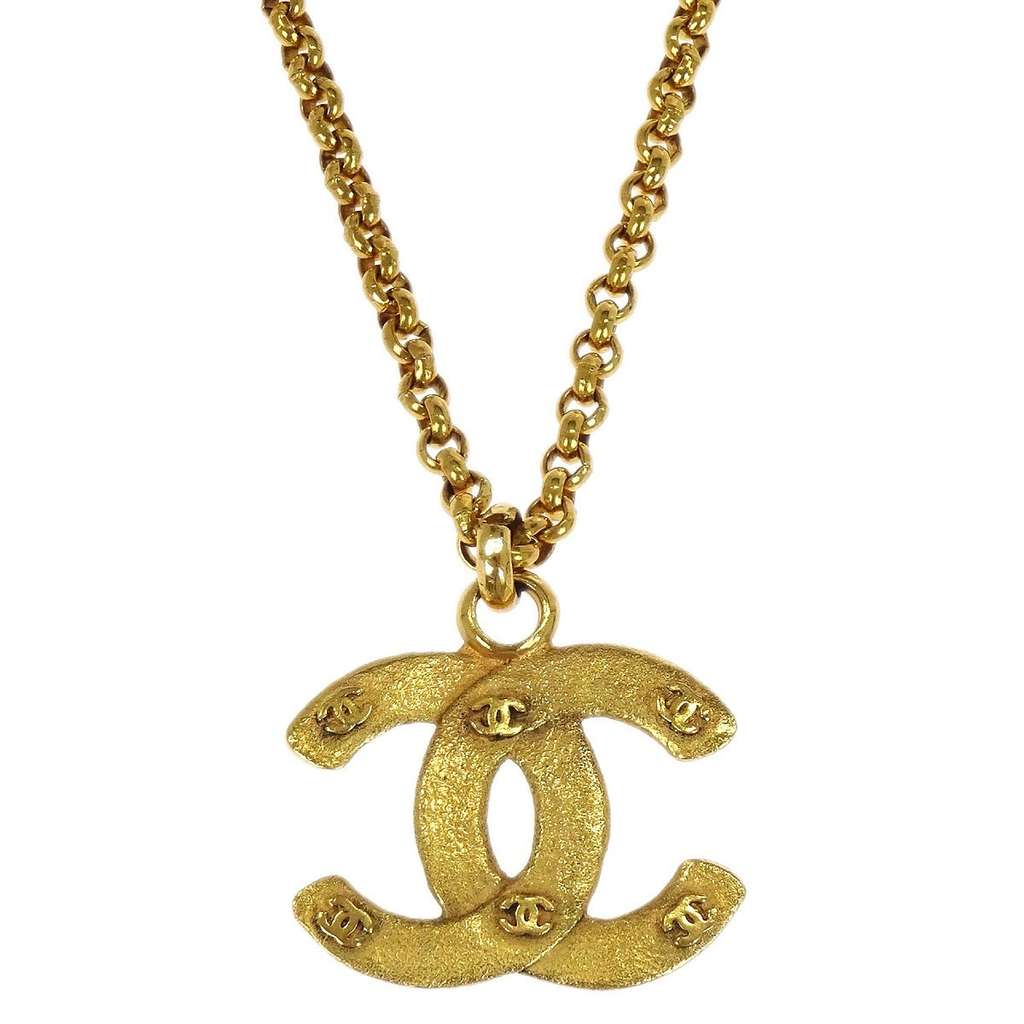 Chanel Vintage CC Pendent Necklace Gold Good condition - Back View