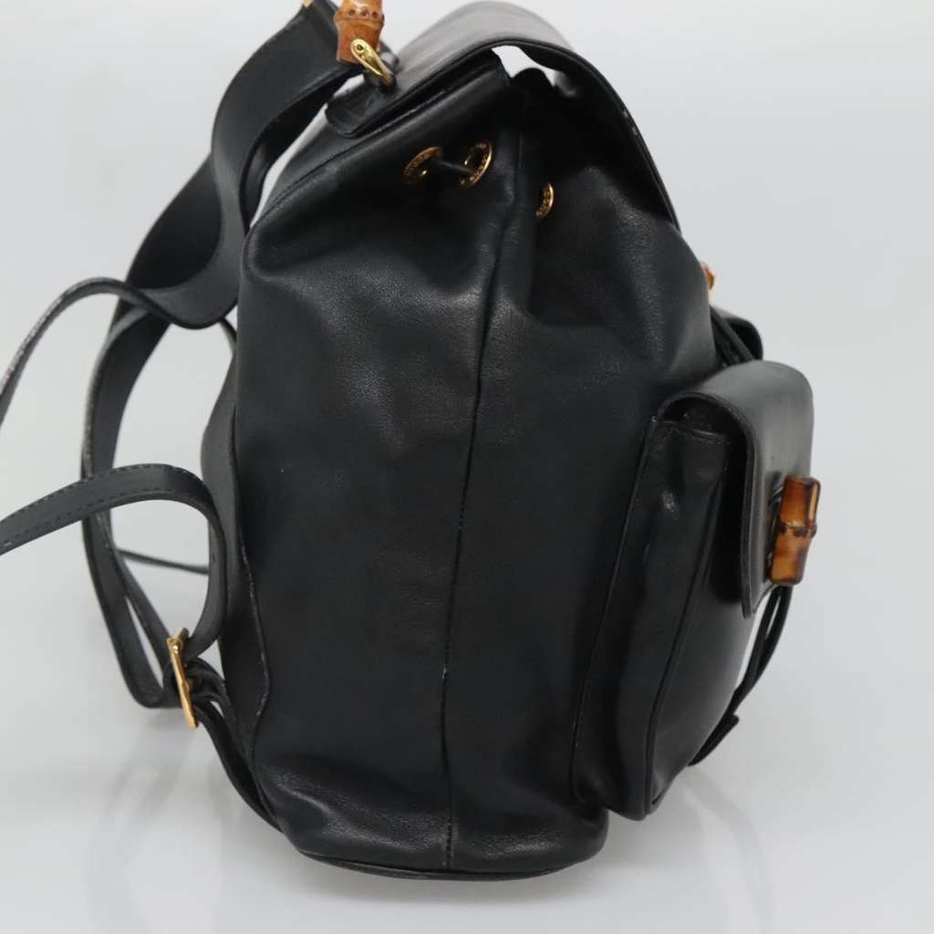 Gucci Vintage Bamboo Backpack Black Leather Good condition - Inside View