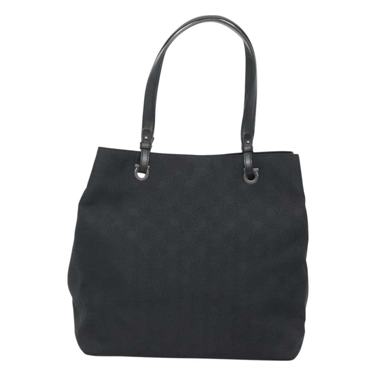 Salvatore Ferragamo Gancini Tote Black Canvas Good condition - Back View