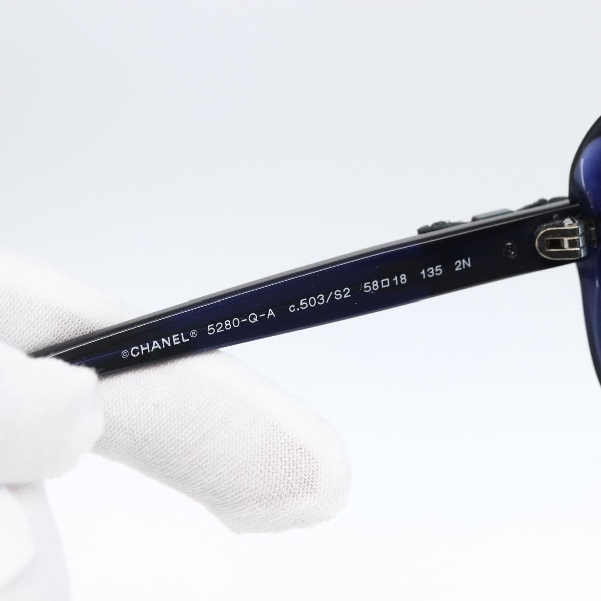 Chanel Logo CC Sunglasses Blue Plastic Good condition - Box View