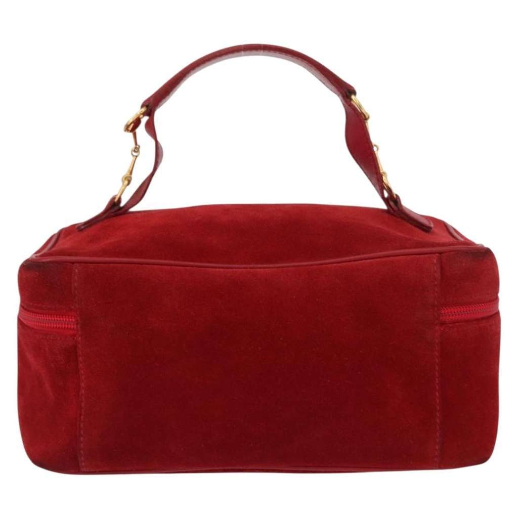 Gucci Vintage Vanity Bag Red Suede Fair condition - Back View