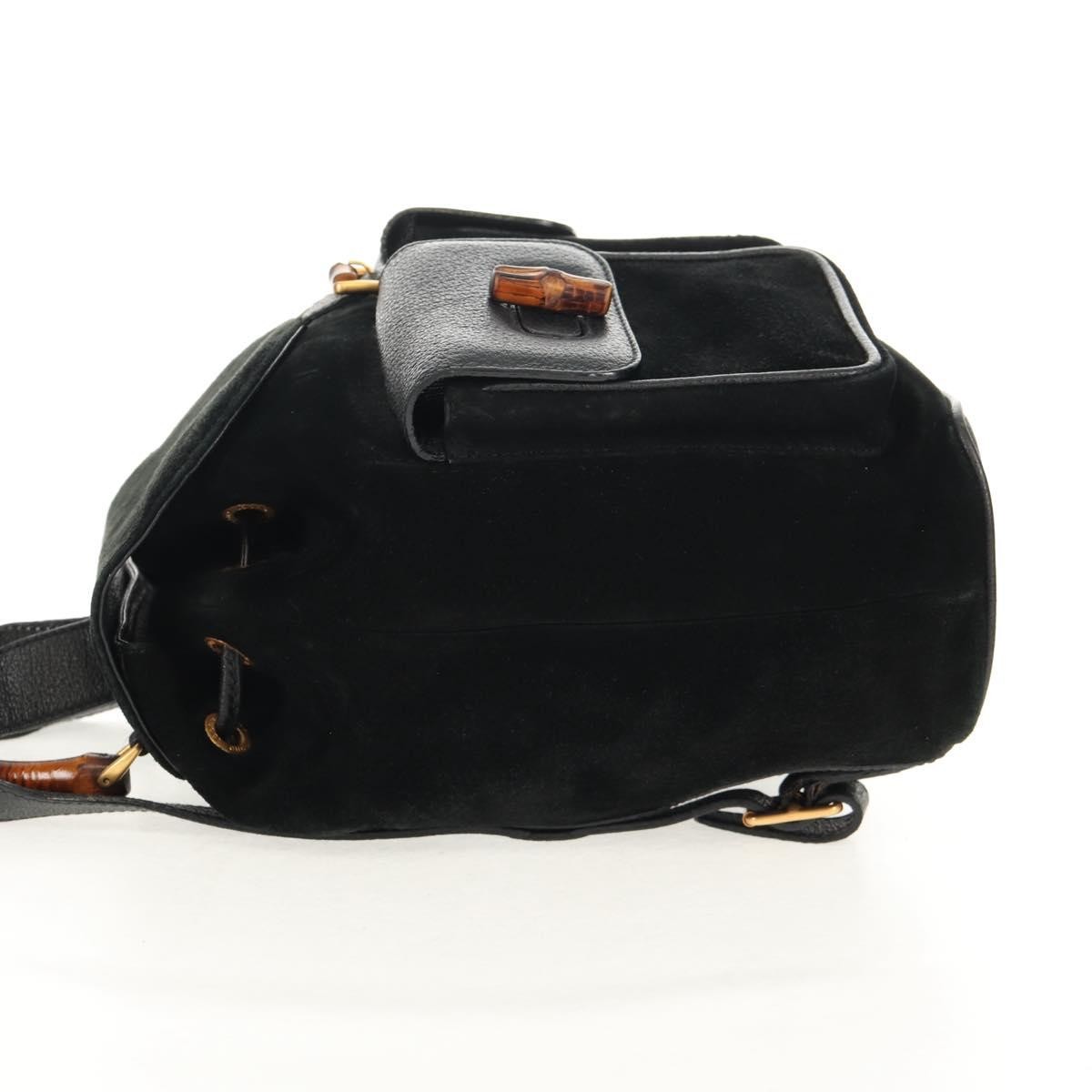 Gucci Vintage Bamboo Backpack Black Suede Good condition - Inside View