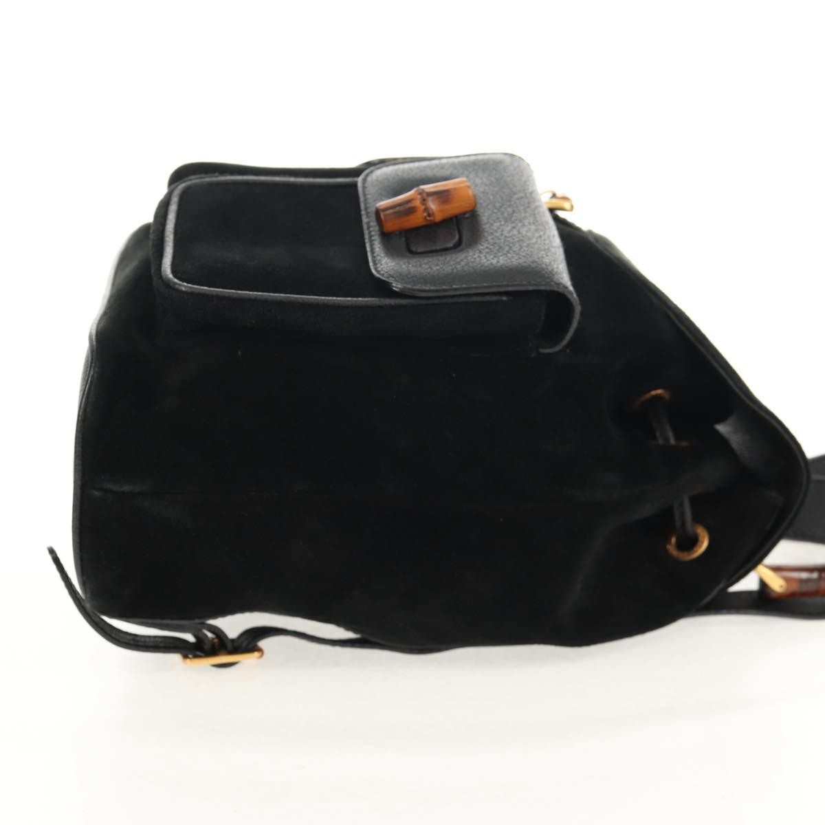 Gucci Vintage Bamboo Backpack Black Suede Good condition - Model View
