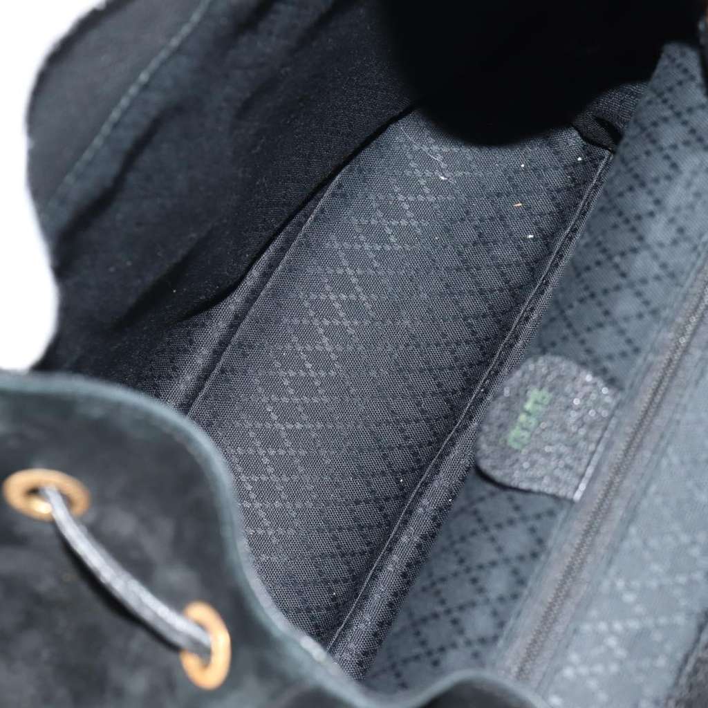 Gucci Vintage Bamboo Backpack Black Suede Good condition - Box View