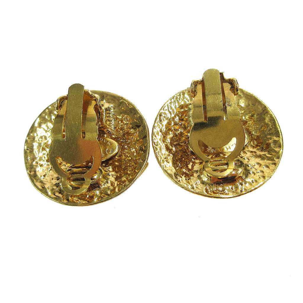 Chanel Vintage CC Round Clip-On Earrings Gold Good condition - Back View