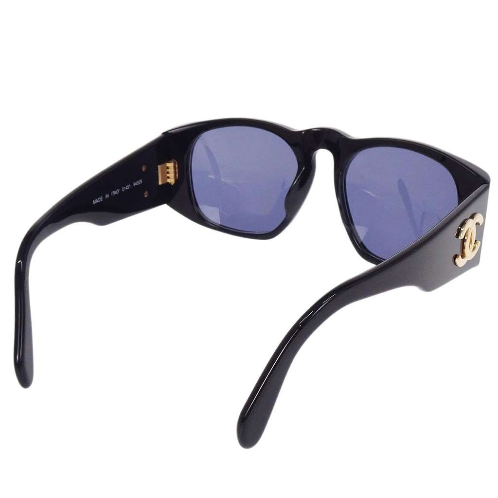Chanel Logo CC Sunglasses Black Plastic Good condition - Back View