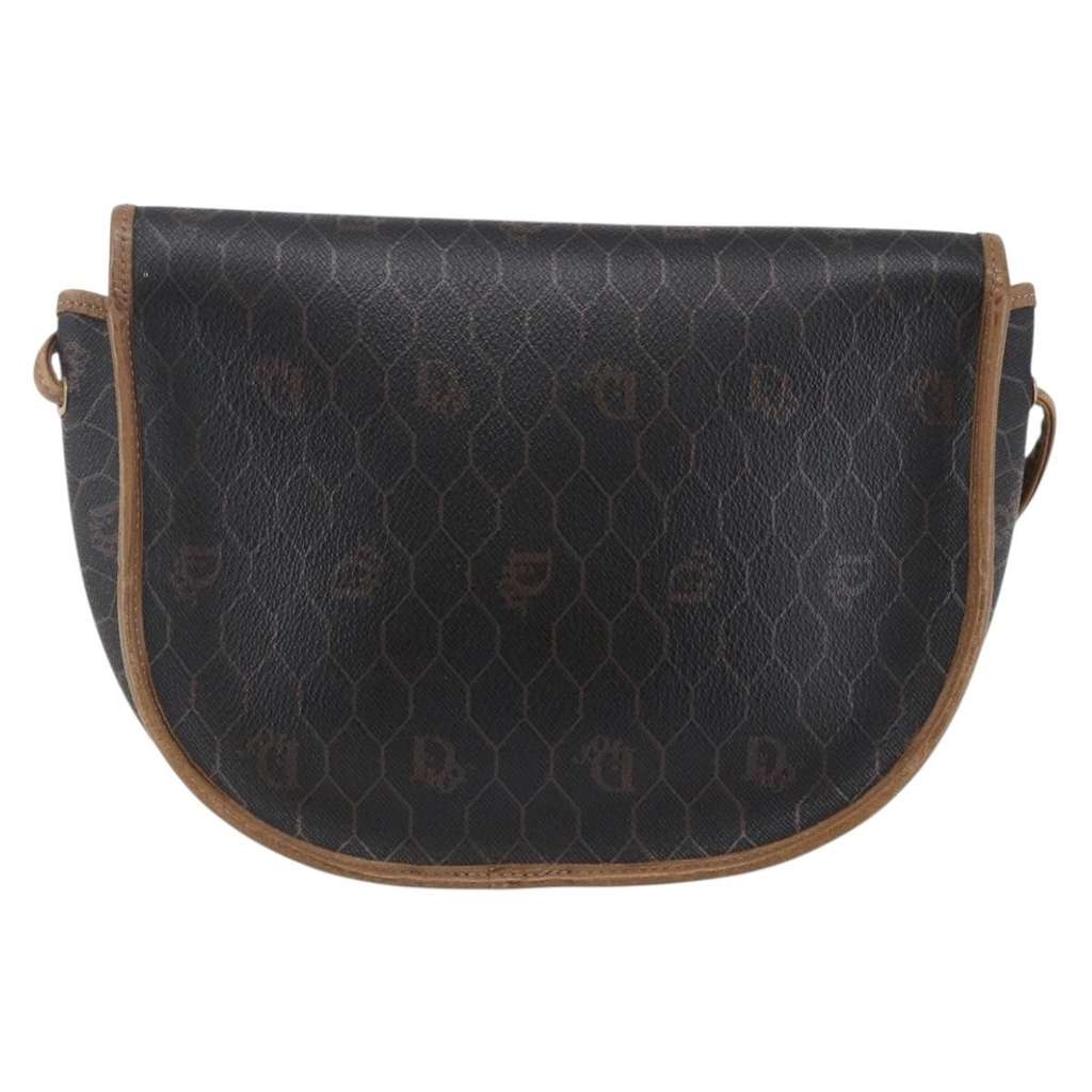 Christian Dior Vintage Honeycomb Flap Crossbody Bag Black Canvas Good condition - Back View