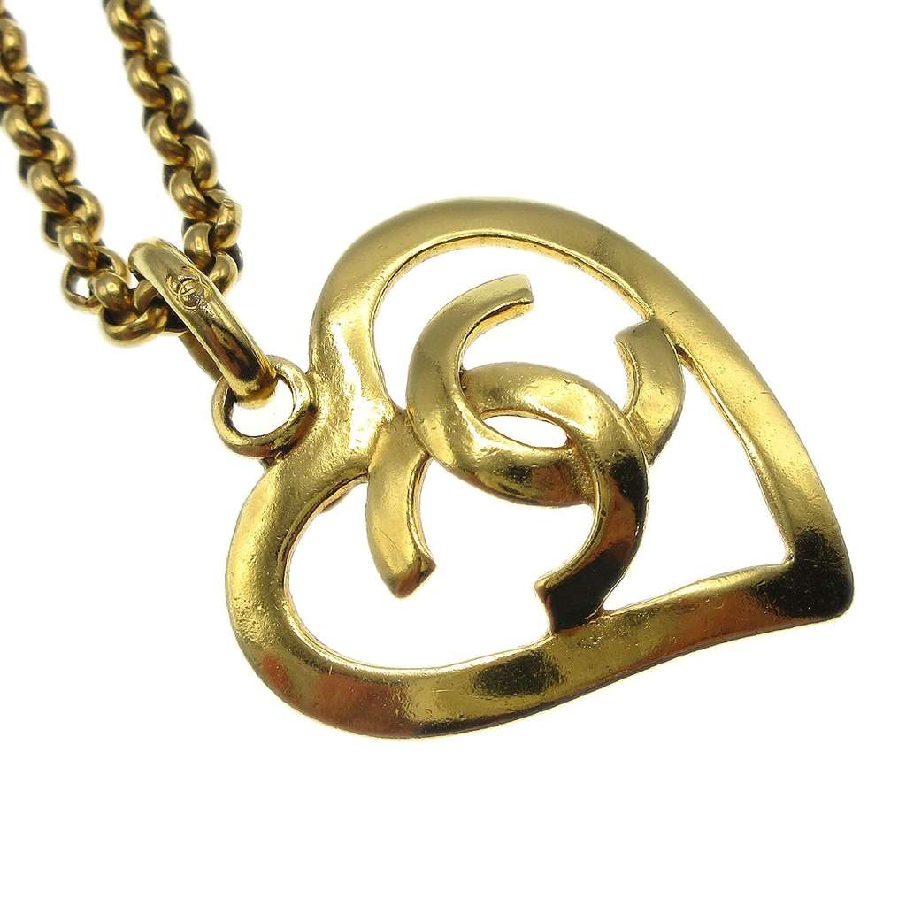 Chanel CC Heart Pendant Necklace Gold Good condition - Inside View