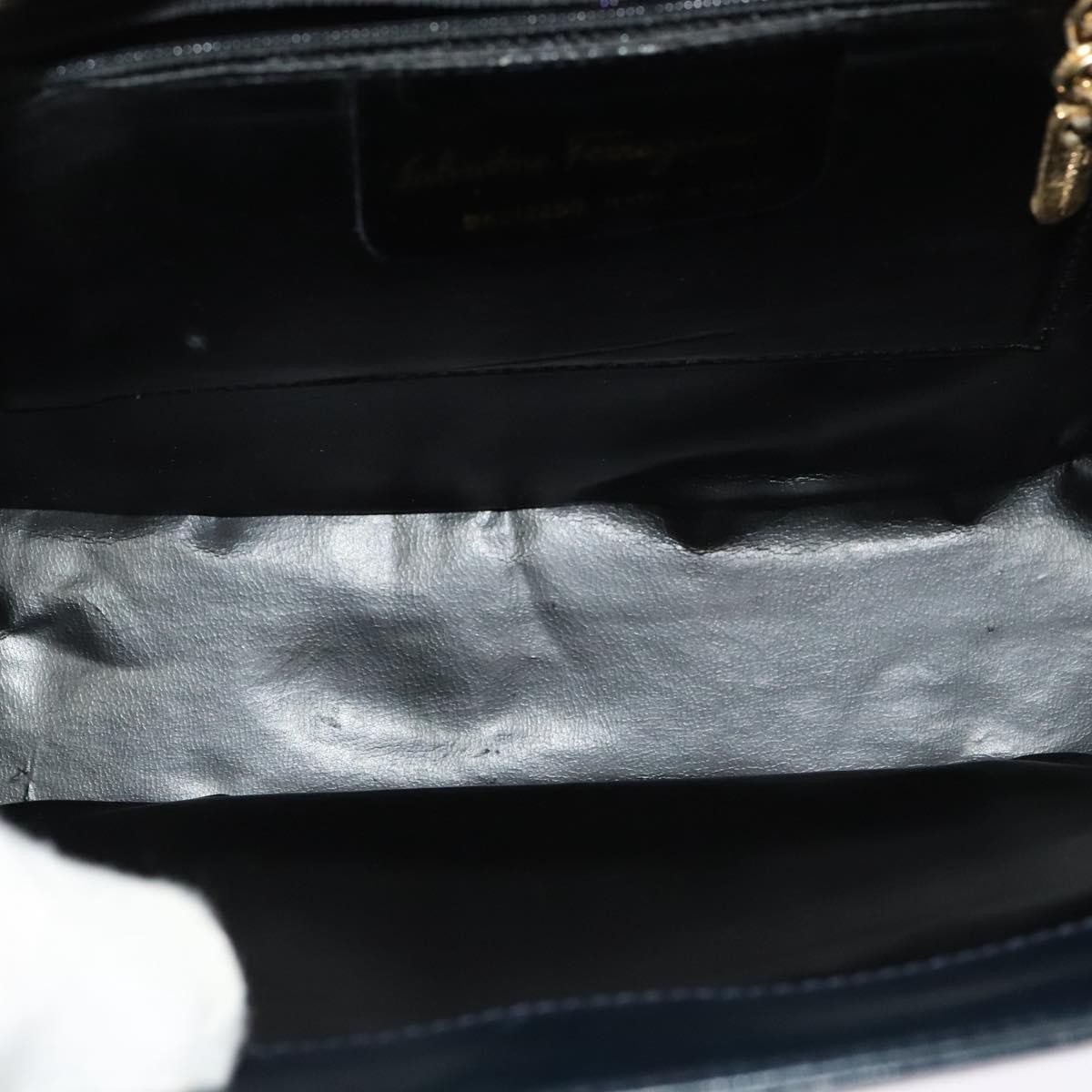 Salvatore Ferragamo Shoulder Bag Navy Leather Good condition - Box View