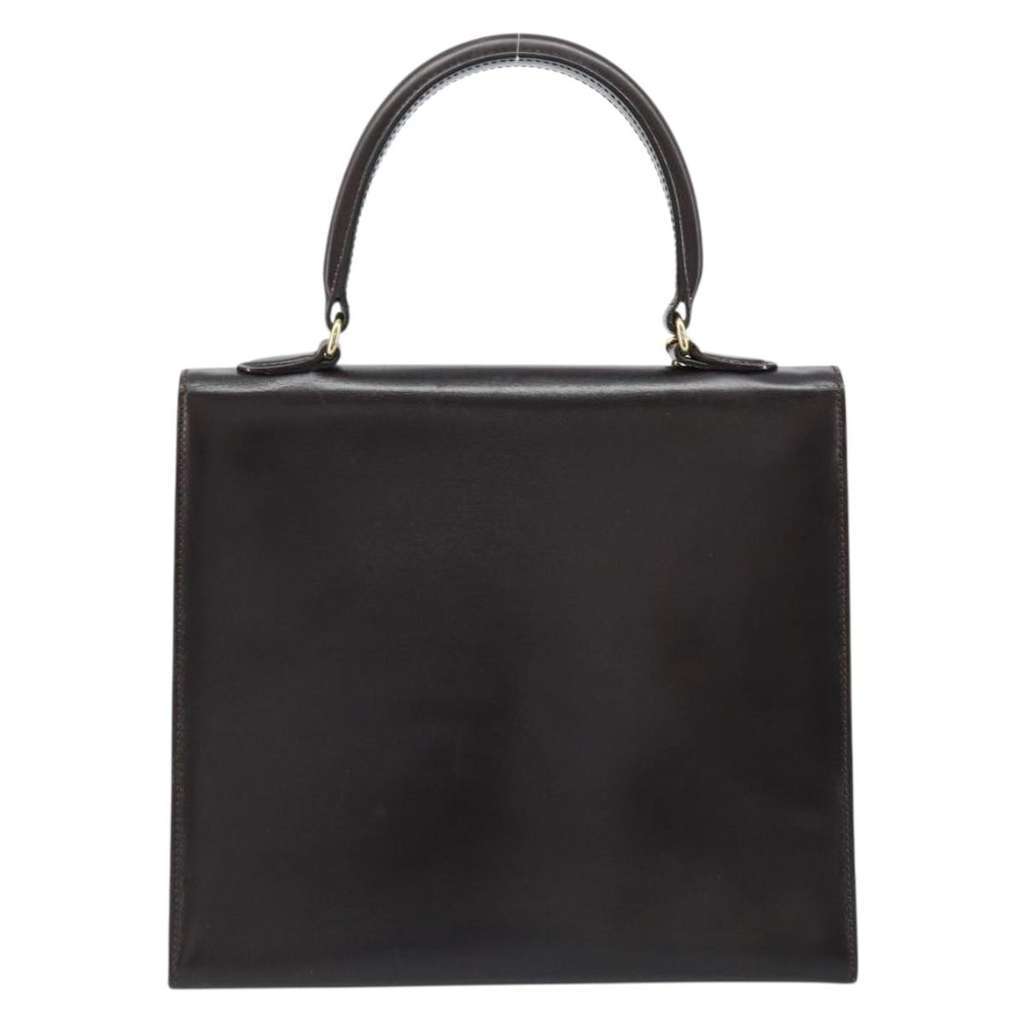 Celine Vintage Logo Top Handle Bag Brown Leather Good condition - Back View