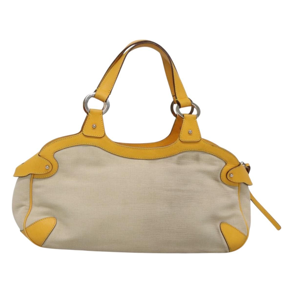 Salvatore Ferragamo Gancini handbag Yellow Canvas Good condition - Back View