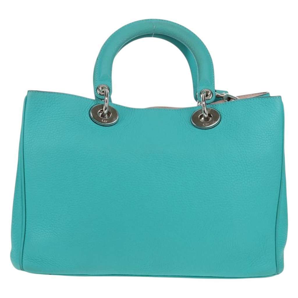 Christian Dior Diorissimo Tote Turquoise Leather Good condition - Back View