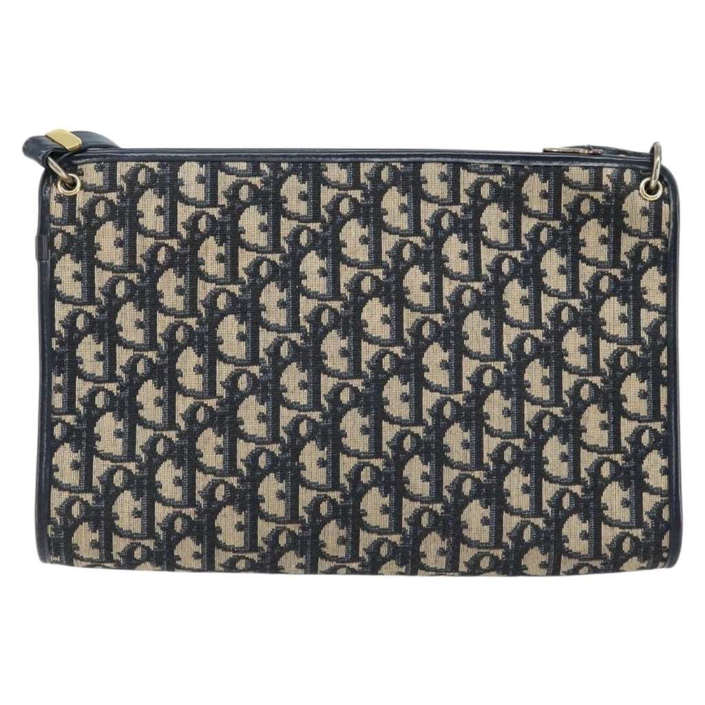 Christian Dior Vintage Trotter Shoulder Bag Navy Canvas Good condition - Back View
