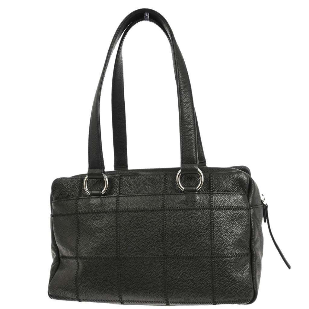 Chanel Square Stitch Top Handle Bag Black Leather Good condition - Back View