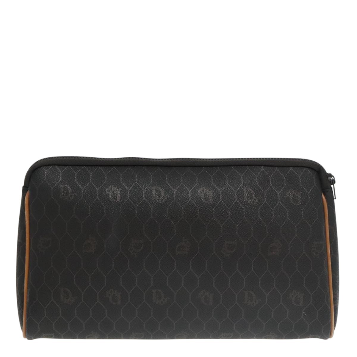 Christian Dior Vintage Honeycomb Zip Pouch Black Canvas Good condition - Back View