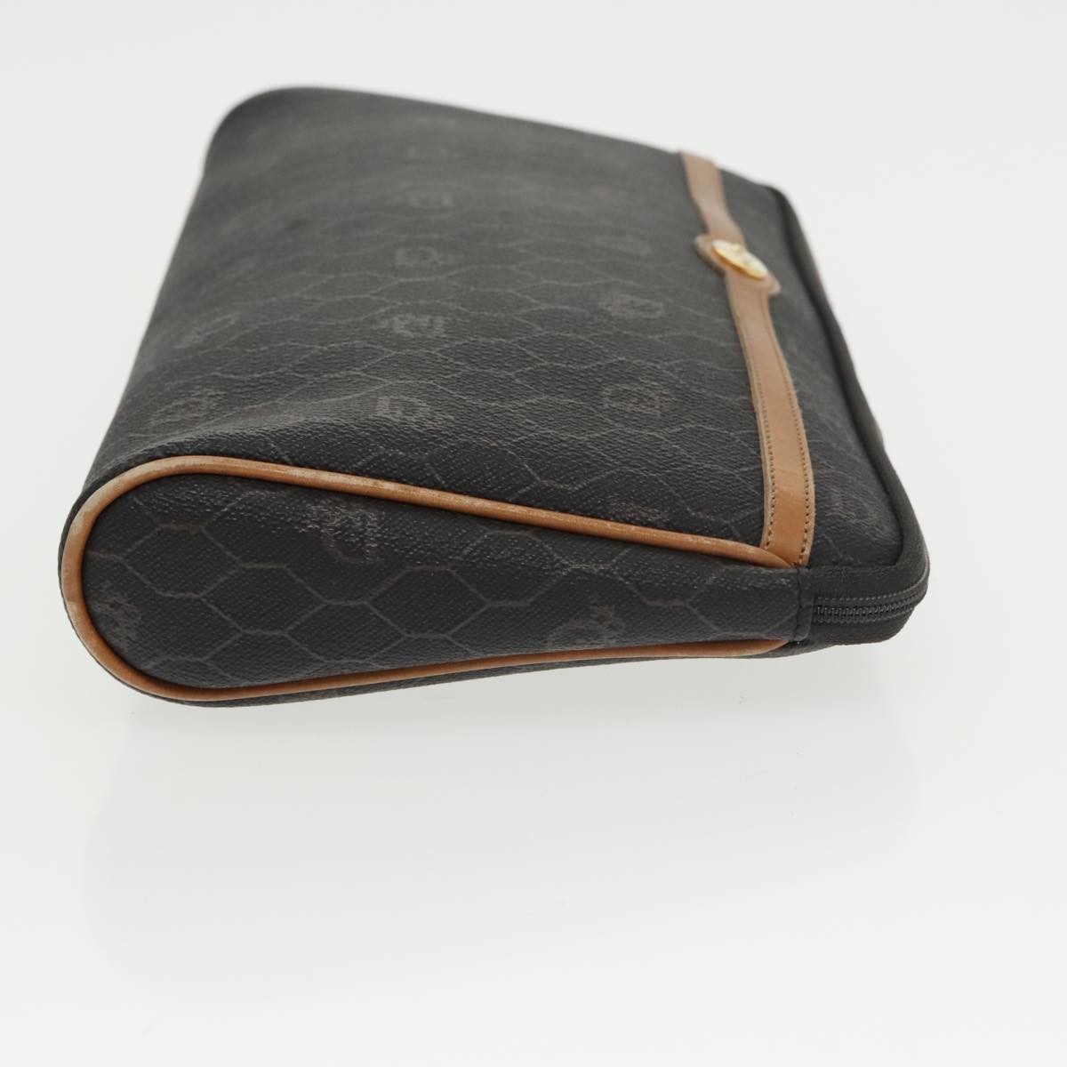 Christian Dior Vintage Honeycomb Zip Pouch Black Canvas Good condition - Inside View