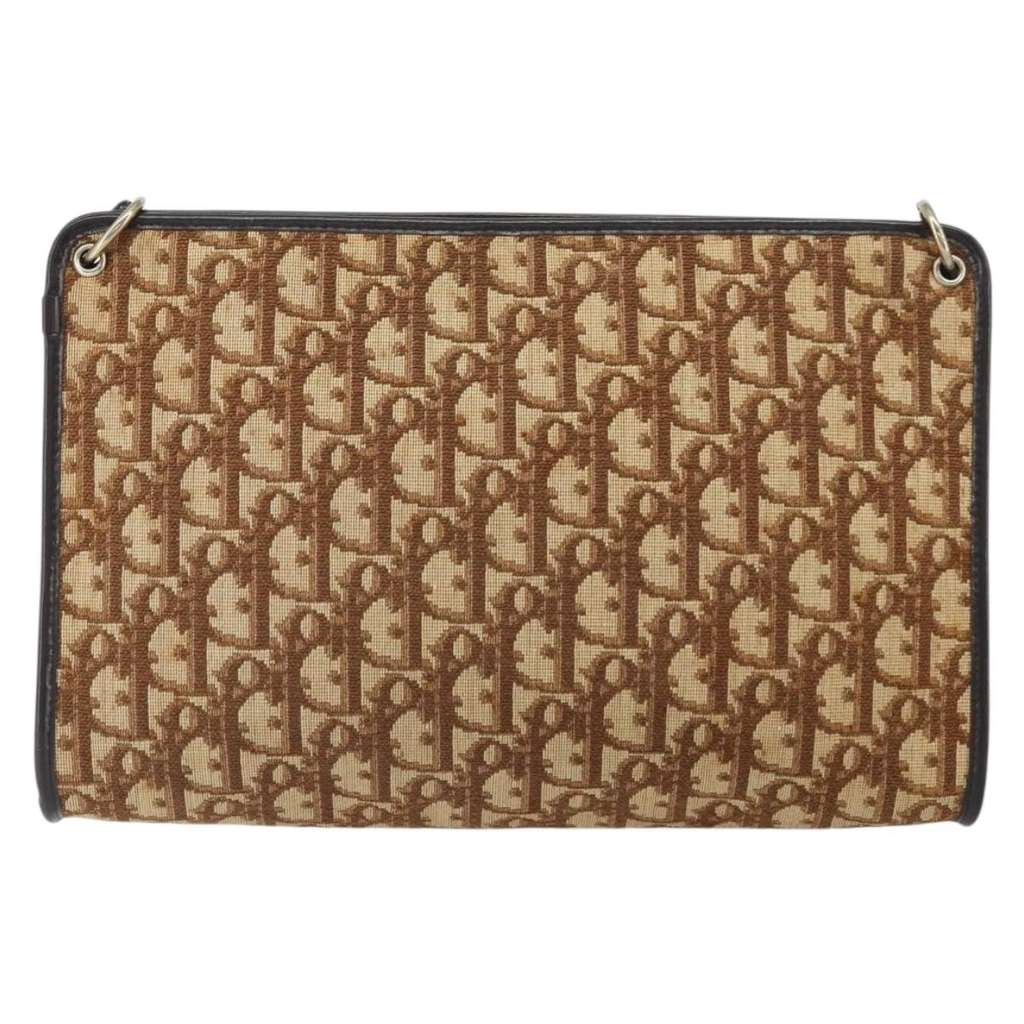 Christian Dior Vintage Trotter Shoulder Bag Beige Canvas Good condition - Back View