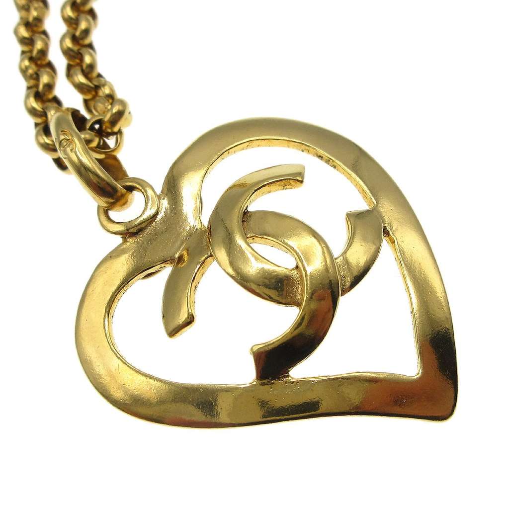 Chanel CC Heart Pendant Necklace Gold Good condition - Inside View