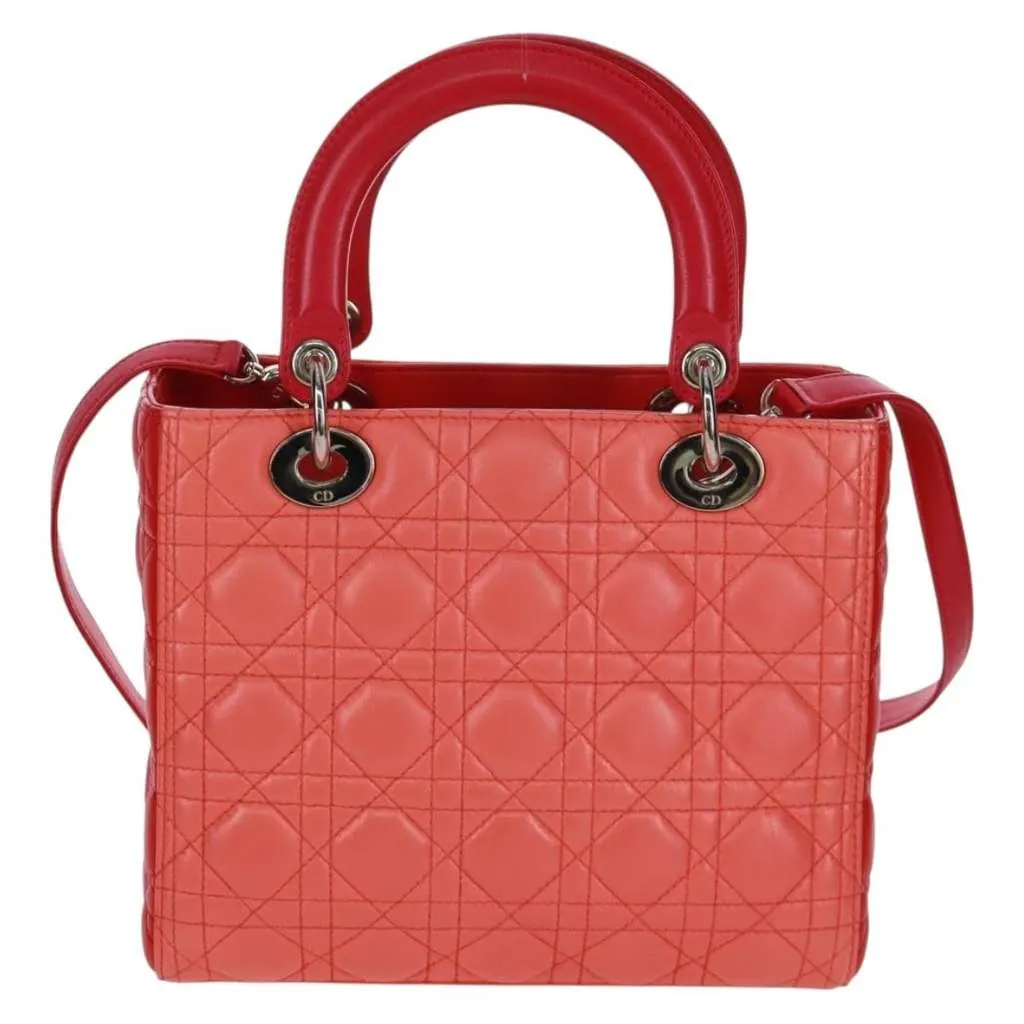 Dior Lady Dior Bag Orange Leather Very good - Back View