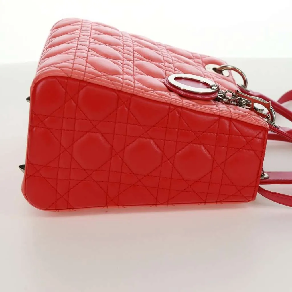 Dior Lady Dior Bag Orange Leather Very good - Model View