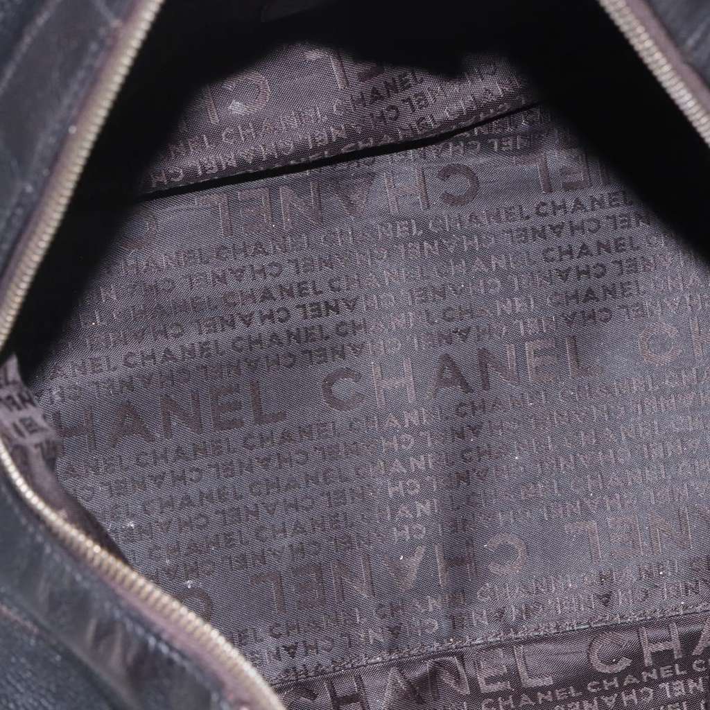 Chanel Chocolate Bar CC Bowler Bag Black Leather Good condition - Box View