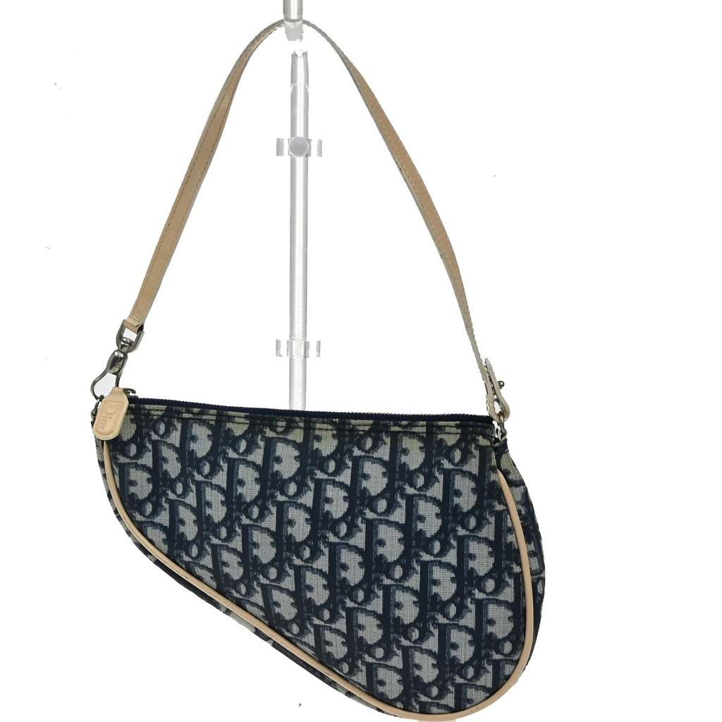 Christian Dior Vintage Saddle Bag Blue Good condition - Back View