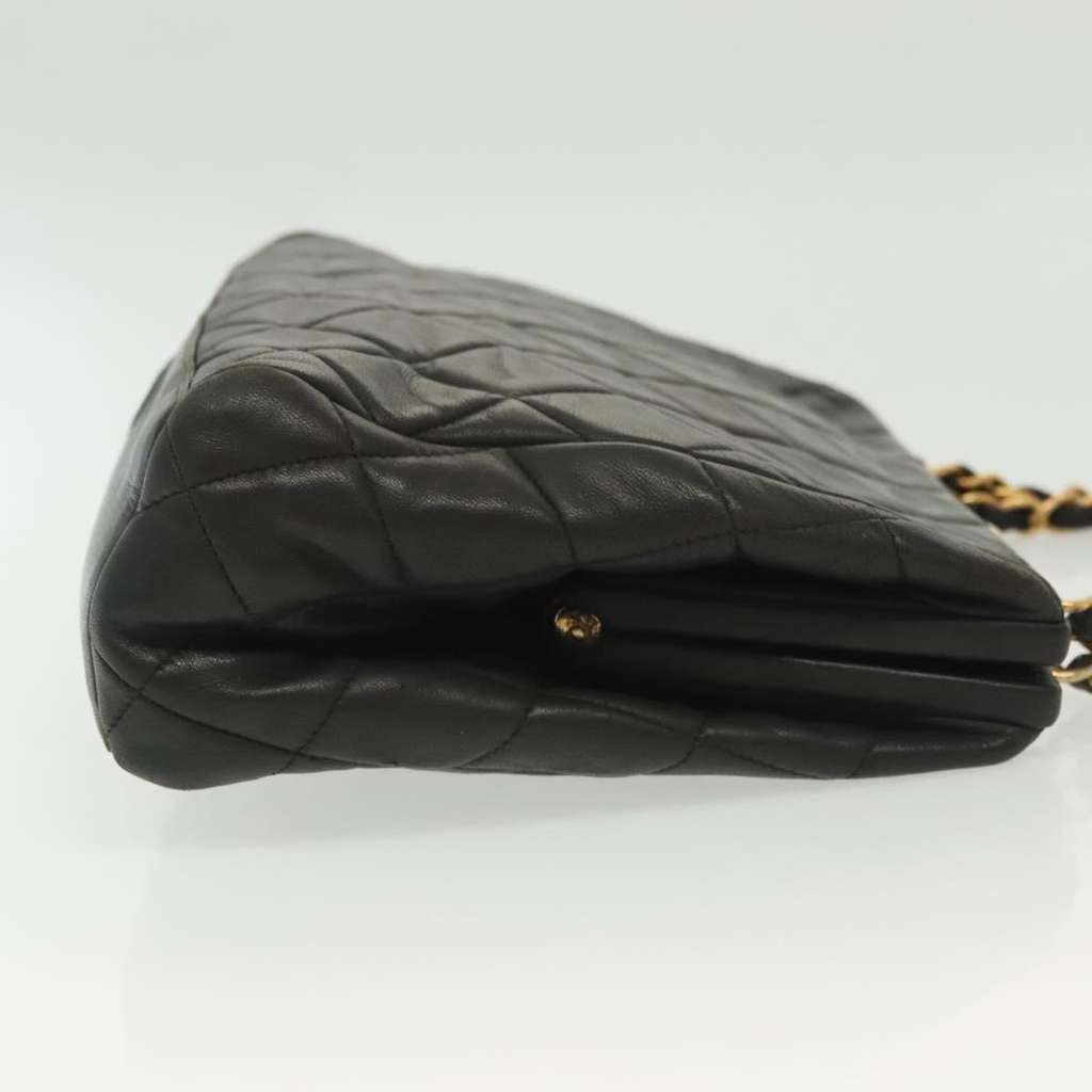 Chanel Vintage Chain Frame Bag Black Leather Good condition - Inside View