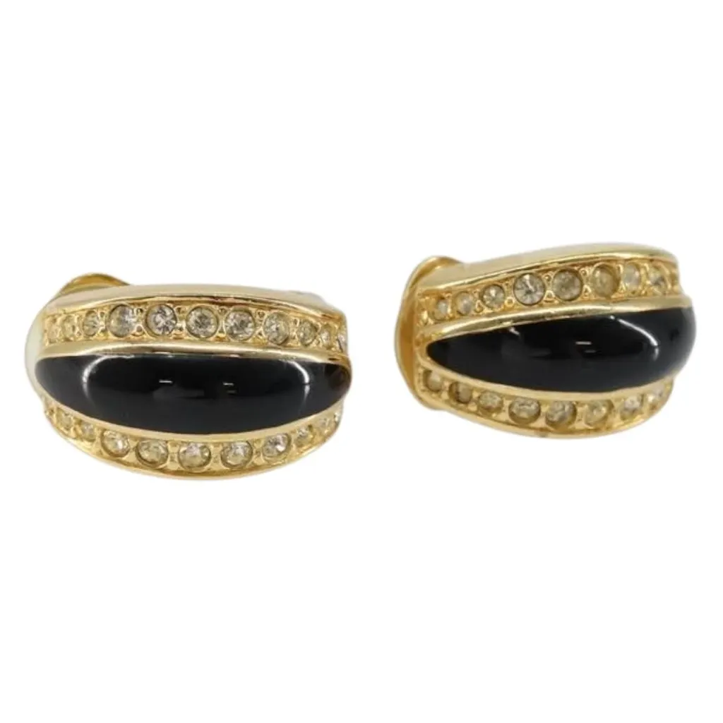 Dior Vintage clip-on earrings Gold Metal Good - Front View