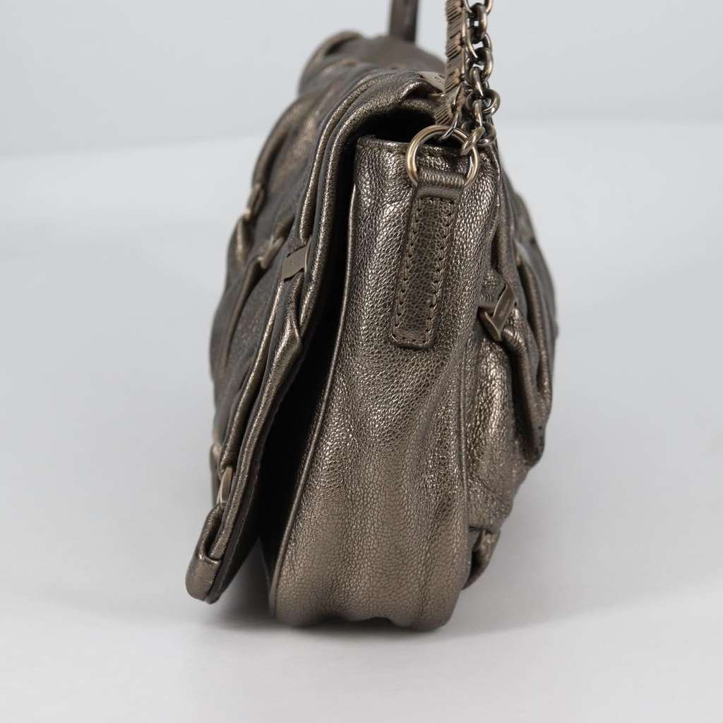 Salvatore Ferragamo Vala Shoulder Bag Silver Leather Good condition - Inside View