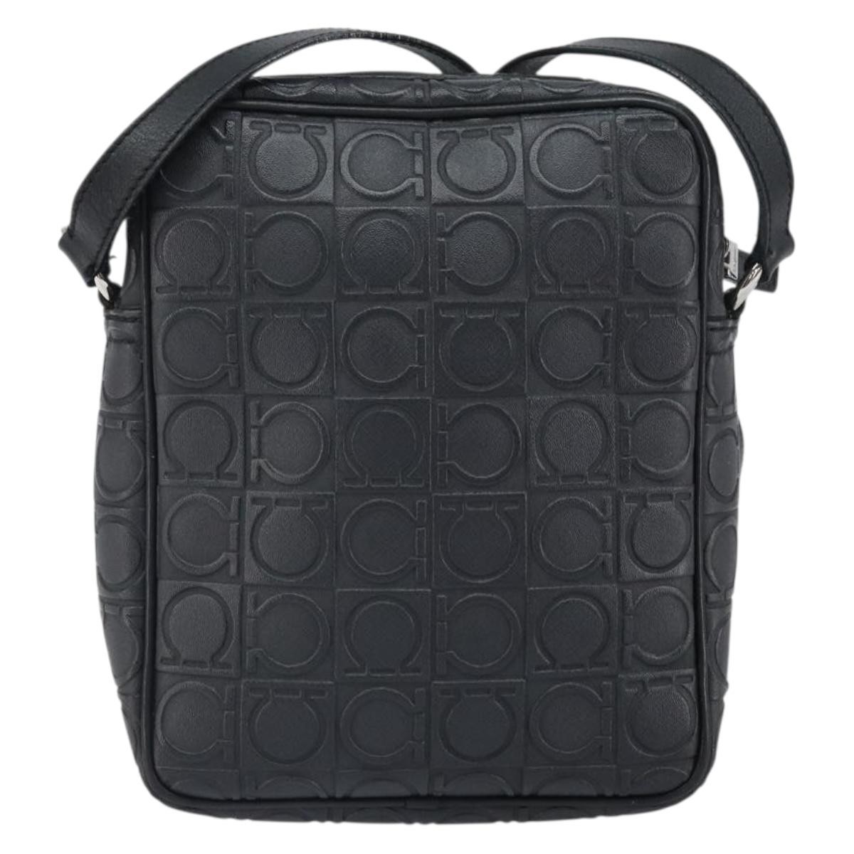 Salvatore Ferragamo Gancini Shoulder Bag Black Leather Good condition - Back View