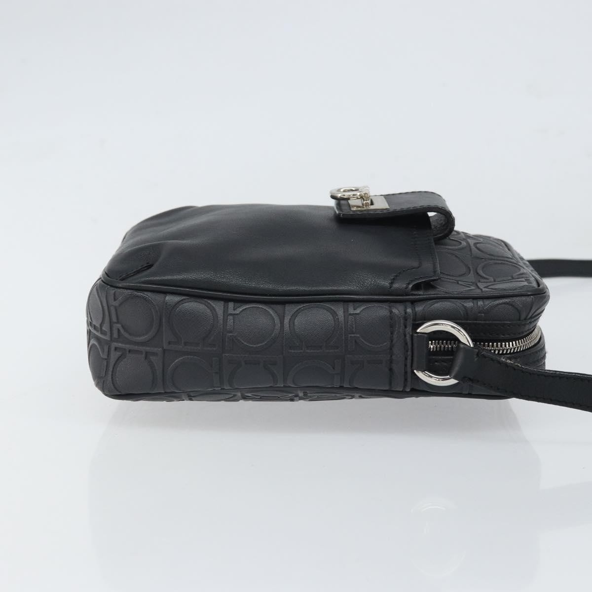 Salvatore Ferragamo Gancini Shoulder Bag Black Leather Good condition - Inside View