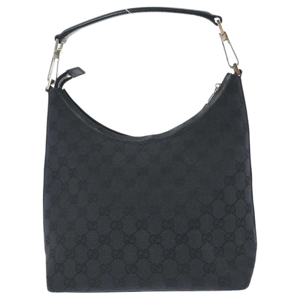 Gucci Vintage Clasp Handle Hobo Black Canvas Good condition - Back View
