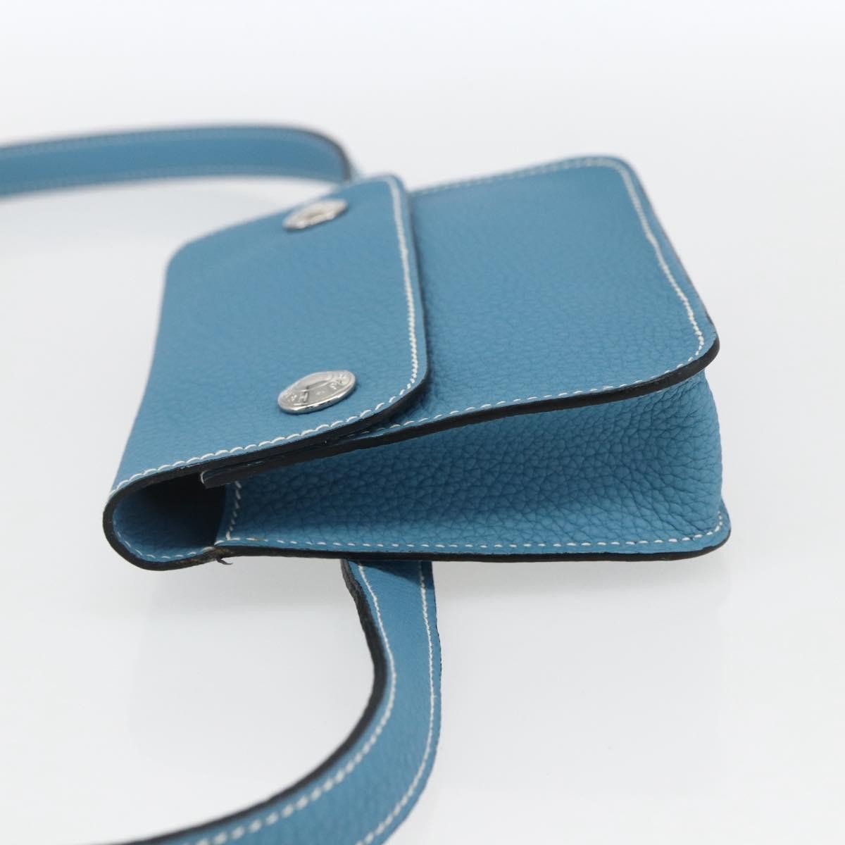 Hermès Pochette Green Waist Bag Blue Leather Good condition - Inside View